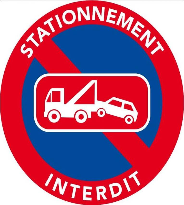 Autocollants stationnement abusif ou interdit. Mise en fourrière. 30 x 30 cm